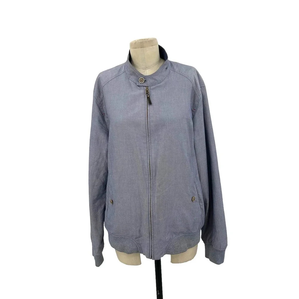 Ted Baker‎ Men's Wolpert Chambray Blue Bomber Jacket Size 4 / US 40